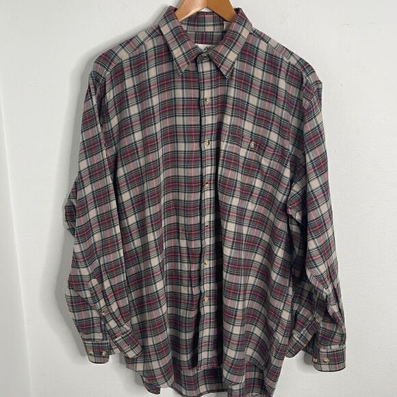 Arnold Palmer button down long sleeve plaid shirt.  Size Large 16-16.5. - Picture 1 of 5